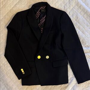 J. Crew Navy Double-Breasted Sport Coat with Pink-Striped Lining make an offer